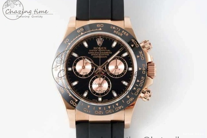 0517 Stretchable Daytona 116515 QF 1:1 Best Edition Black RG Dial on Oysterflex Rubber Strap SA 2273